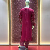 Elegant Maroon Georgette Pant Style Set - Master