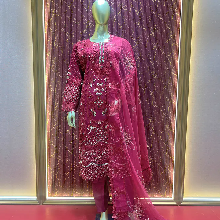 Elegant Maroon Georgette Pant Style Set - Master