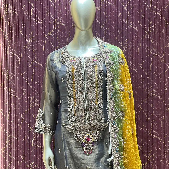 Khudabaksh Dark Mehendi Green Straight Shirt Pant Set - Master