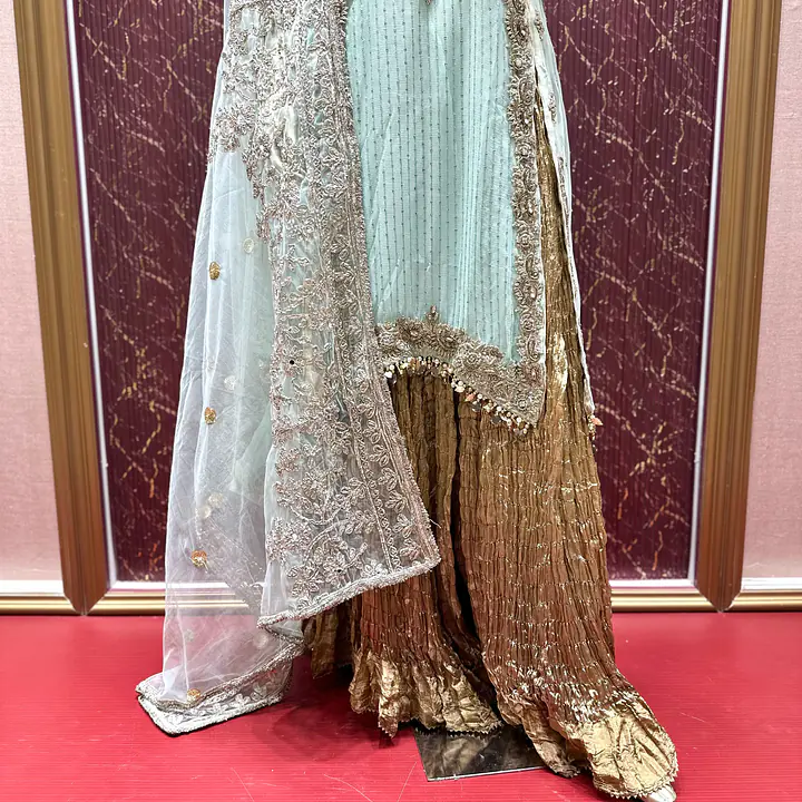 Khudabaksh Signature Palazzo Set - Color: Blue, Size: L