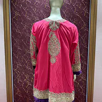 Regal Raw Silk Gharara Set - Color: Hot Pink, Size: 3XL