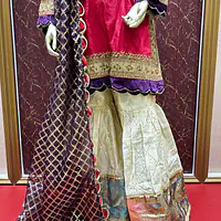 Regal Raw Silk Gharara Set - Color: Hot Pink, Size: 3XL