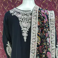 Black Embroidered Chinnon Set - Master