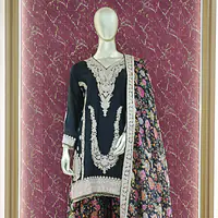 Black Embroidered Chinnon Set - Master