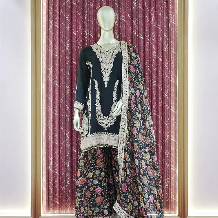 Black Royal Chinnon Gharara Set - Master
