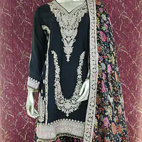 Black Royal Chinnon Gharara Set - Master