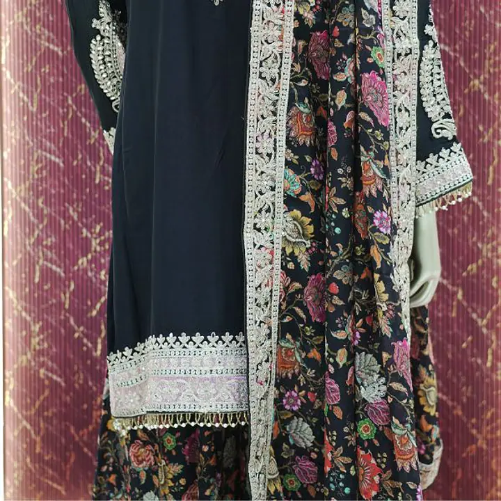 Black Royal Chinnon Gharara Set - Master