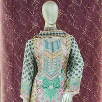 Multicolor  Tissue & Chinon Palazzo Set - Master