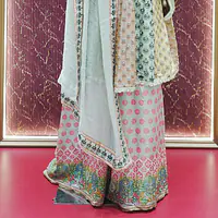 Multicolor  Tissue & Chinon Palazzo Set - Master