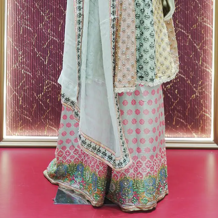 Multicolor  Tissue & Chinon Palazzo Set - Master