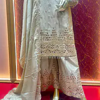 Beige Chinon Chiffon Palazzo  set - Master