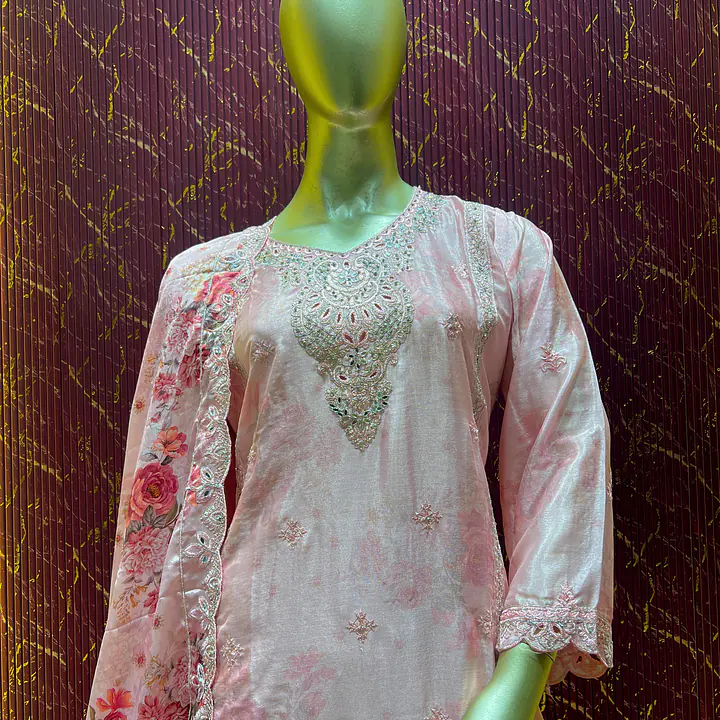 Baby pink Chinon Chiffon palazzo set - Master