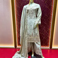 Beige Chinon Chiffon Palazzo  set - Master