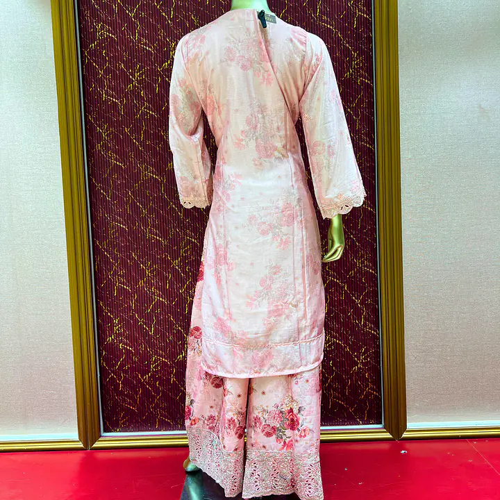 Baby pink Chinon Chiffon palazzo set - Master