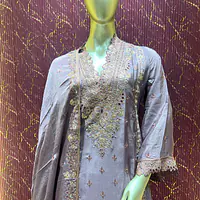 Smokey Grey Chinon Chiffon Palazzo Set - Master