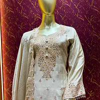 Beige Chinon Chiffon Palazzo  set - Master