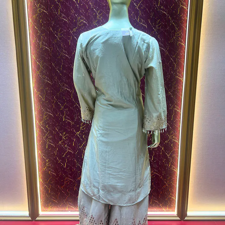 Beige Chinon Chiffon Palazzo  set - Master